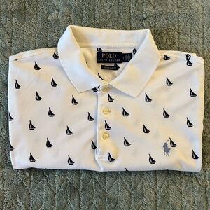 Ralph Lauren White Polo with Black Sailboats